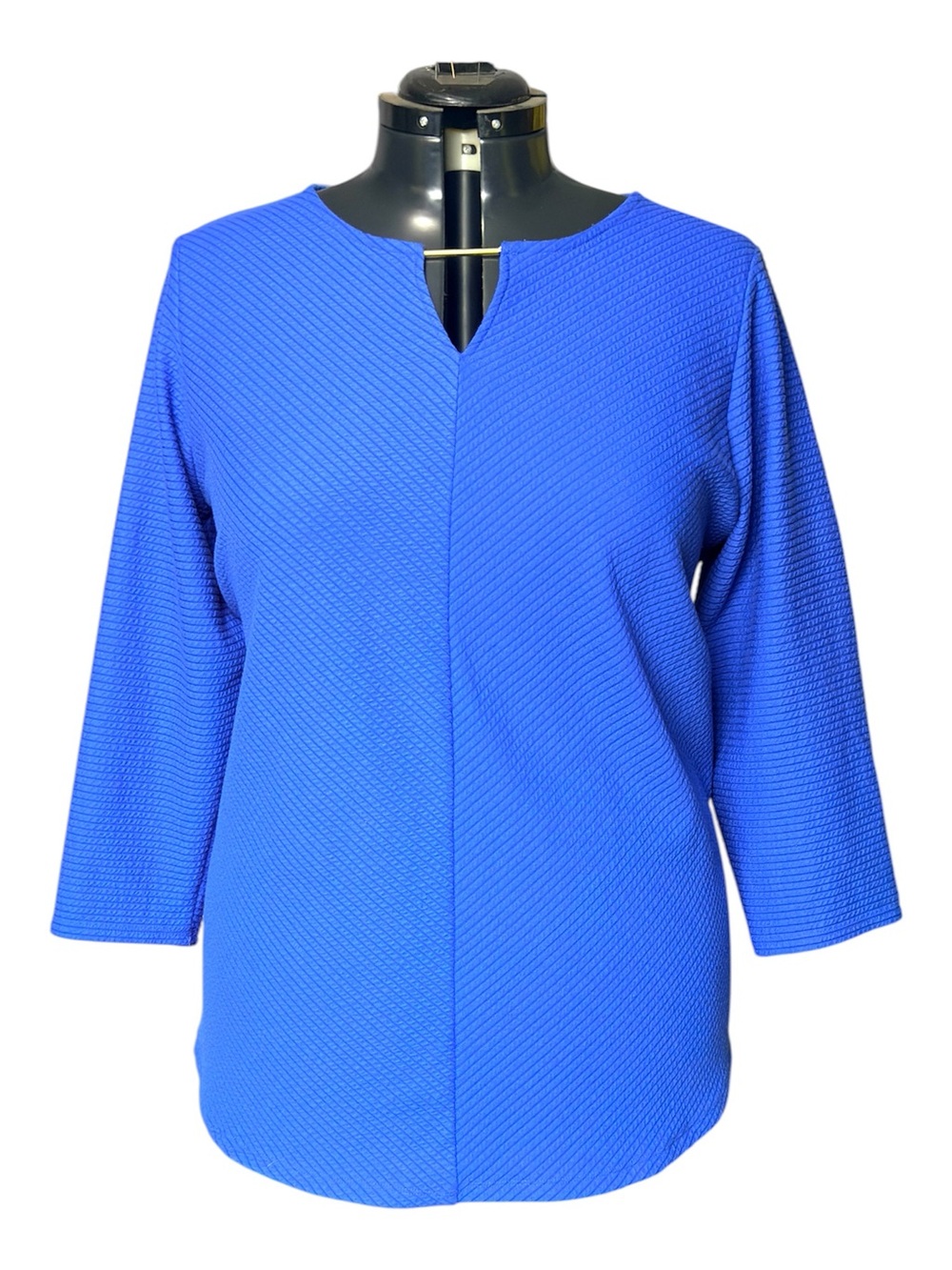 Ruby Rd. blue textured split-neck 3/4 length sleeve top Women’s size 1x | h